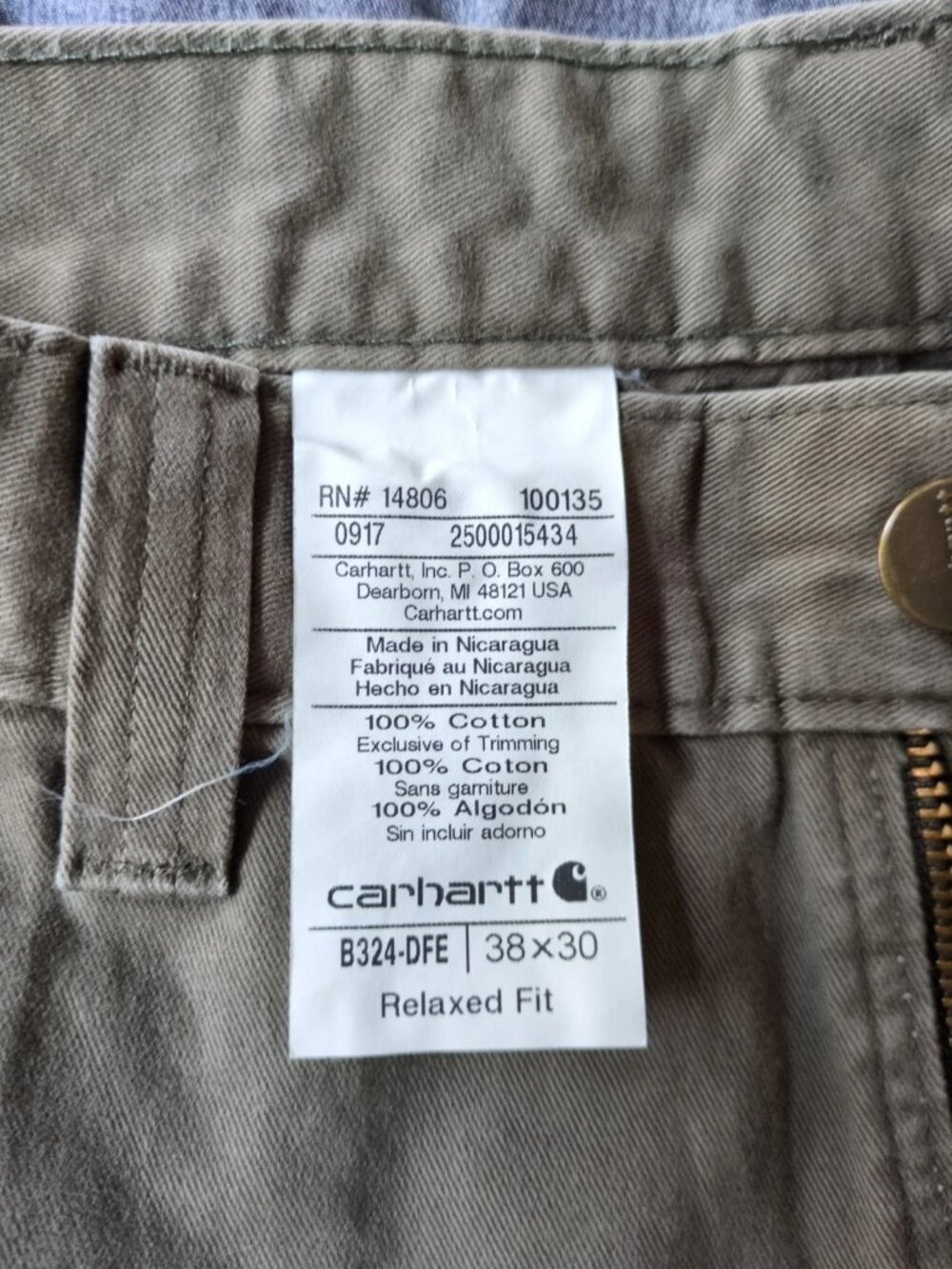 Carhartt Carpenter Pants Mens 38x30 (Fit 36x28) Relaxed Fit Workwear B324-DFE - Picture 9 of 9